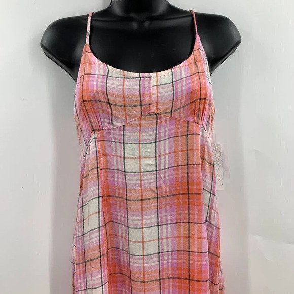 Abound Nordstrom Women's Plaid Spaghetti Strap Lightweight Mini Dress Size L NWT - Picture 3 of 13